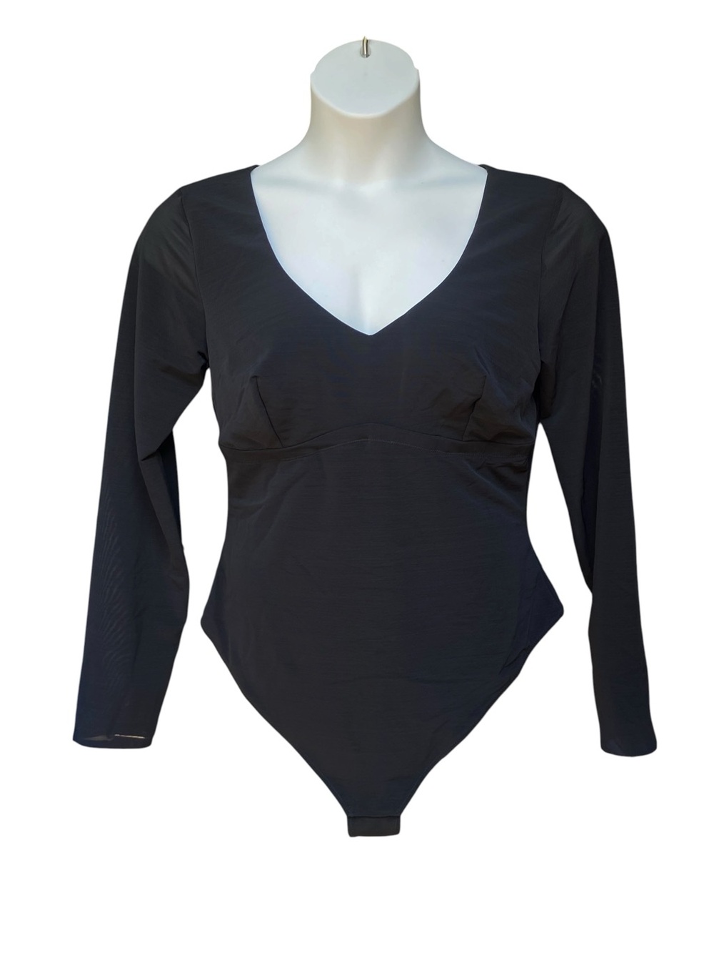 Shapellx Black Long Sleeve Thong Sheer Bodysuit Womens Plus Size 3XL NWT